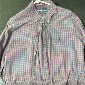Ralph Lauren Blue and Red Casual Button Down Shirt
